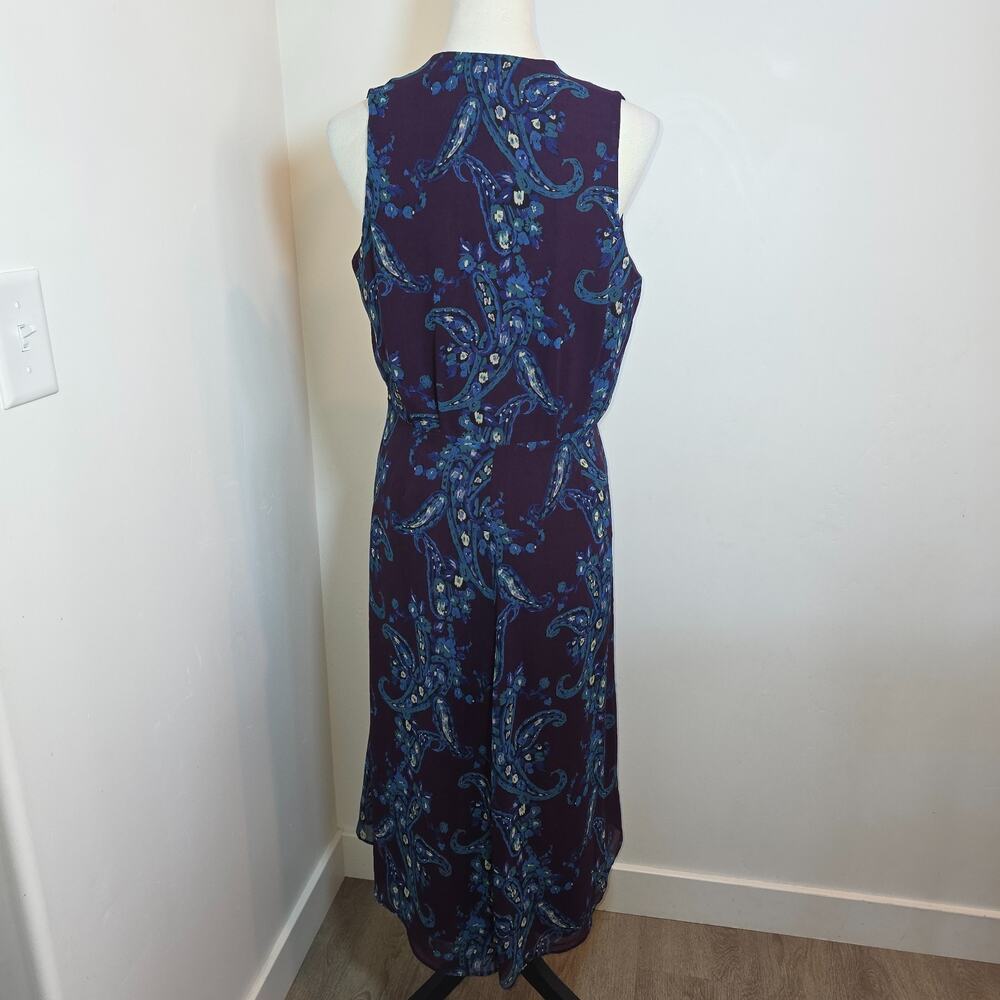 Cabi TREASURE Women 8 Purple Paisley Sleeveless‎ Midi Dress - Picture 7 of 11